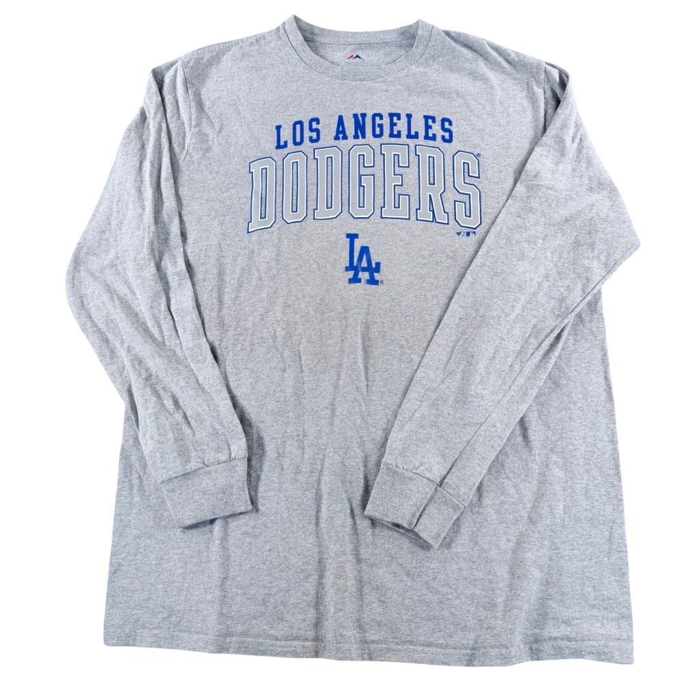 Majestic Los Angeles Dodgers Mens XL Gray Long Sleeve Graphic T-Shirt